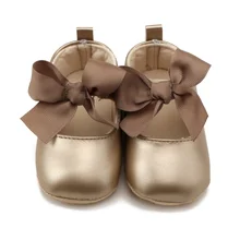 Criança do bebê menina macio sapatos de plutônio arco bandagem infantil princesa prewalker 0-18m novo
