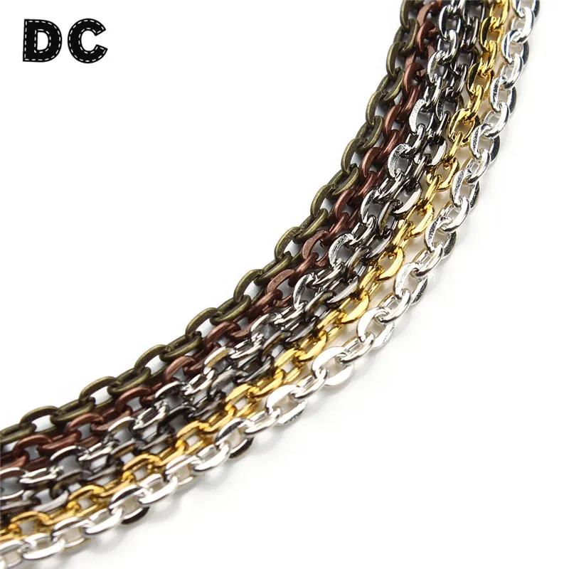 10m/lot 2X3mm/3x4mm Silver/Gold Plated Necklaces Chains Brass Bulk Jewelry Link Chain For DIY Necklace Bracelet Making Findings Jewelry Findings