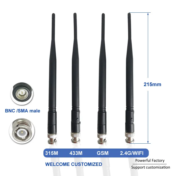 Внешний Wifi 2,4G 315 Mhz 433 Mhz резиновый стержень подвижный BNC Мужской 6dBi Omni 900/1800 M GSM антенна 1 шт