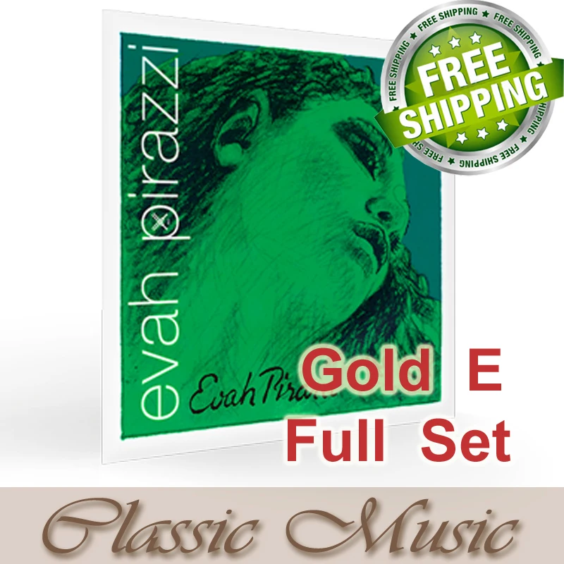 

Free shipping ,Evah Pirazzi 4/4 Violin String Full Set(419521), Gold E ,Set Ball End made in Germany
