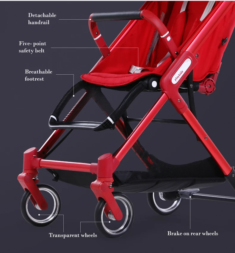 Playkids High Landscape Portable Trolley Lightweight Foldable  Baby Stroller Ultra-thin Pram 4 Season Can be Sit and Lie