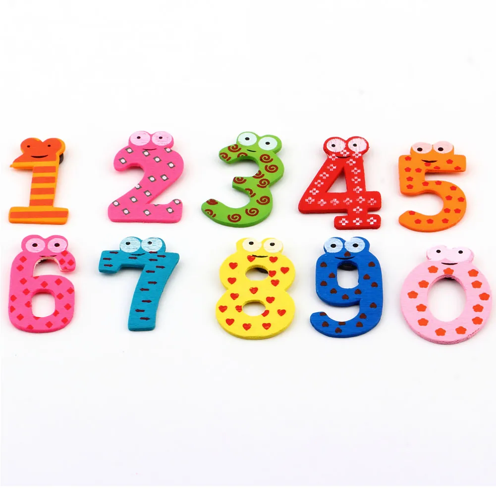 

10pcs Colourful Wooden Magnetic Numbers Fridge Magnet Toy,NUMBERS Educational Math Toy