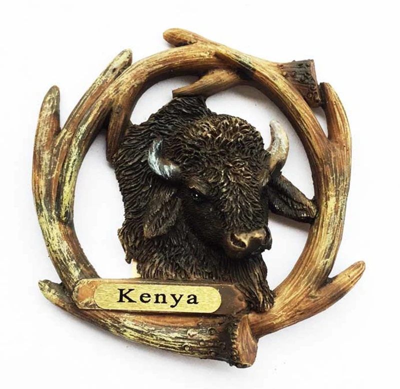 New African Grassland Kenya Bison 3D Fridge Tourism Souvenirs