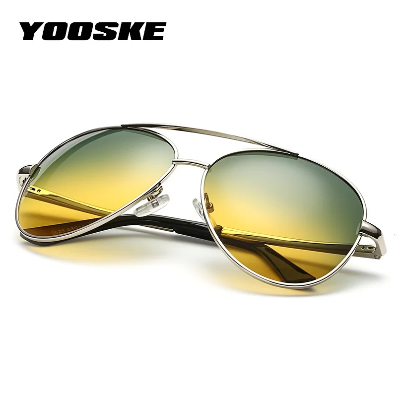 YOOSKE, классические очки пилота, день, ночное видение, солнцезащитные очки для мужчин и женщин, очки, UV400, водительские, для ночного вождения, солнцезащитные очки