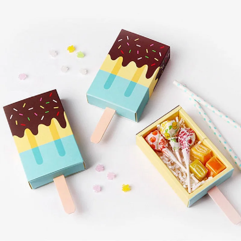 2pcs Ice Cream Candy Boxes Wedding Christmas Gift Box Baby Shower Birthday Party Cartoon Drawer Bag for Kids Favor | Дом и сад