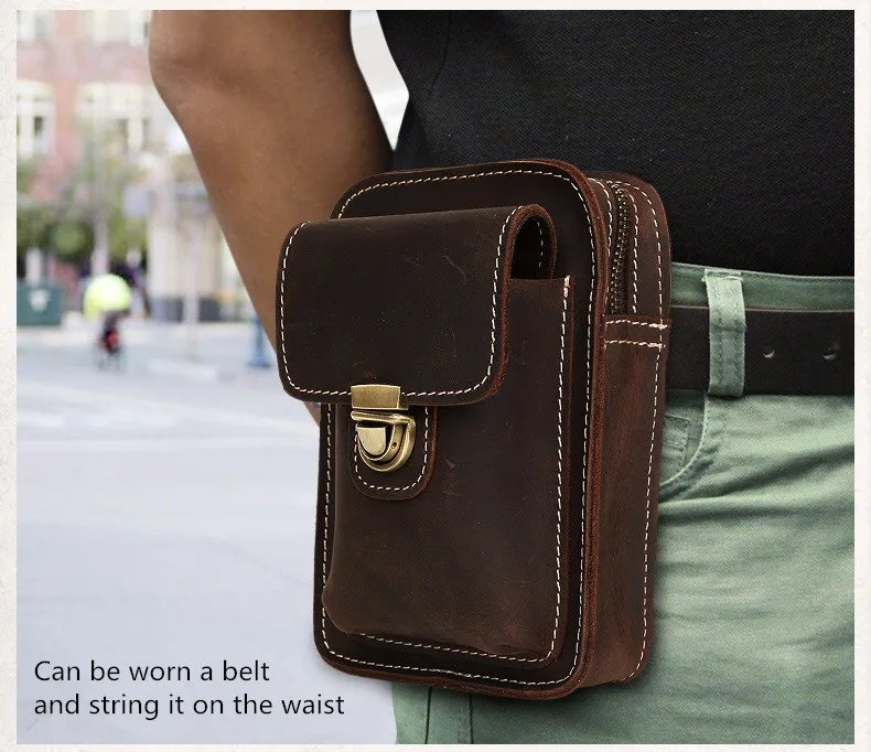 Woosir Genuine Leather Waist Bag Men