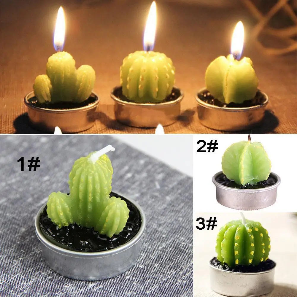 

6PCS/Set Home Decor Rare Mini Cactus Candle Table Tea Light Home Garden Simulation Plant Candle Decorative Wedding Candles
