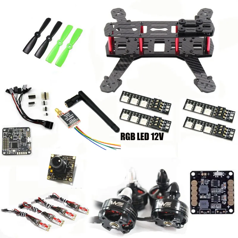 QAV250 quadcopter frame kit naze32 10DOF Flight Control wdiy 2204 motor WST 12A ESC for cross
