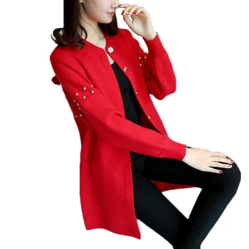 

New Spring/ Autumn Women Sweater 2018 Long Knitwear Cardigan Korean Slim Pocket Loose Knit Sweater Outwear Coat Female AA155