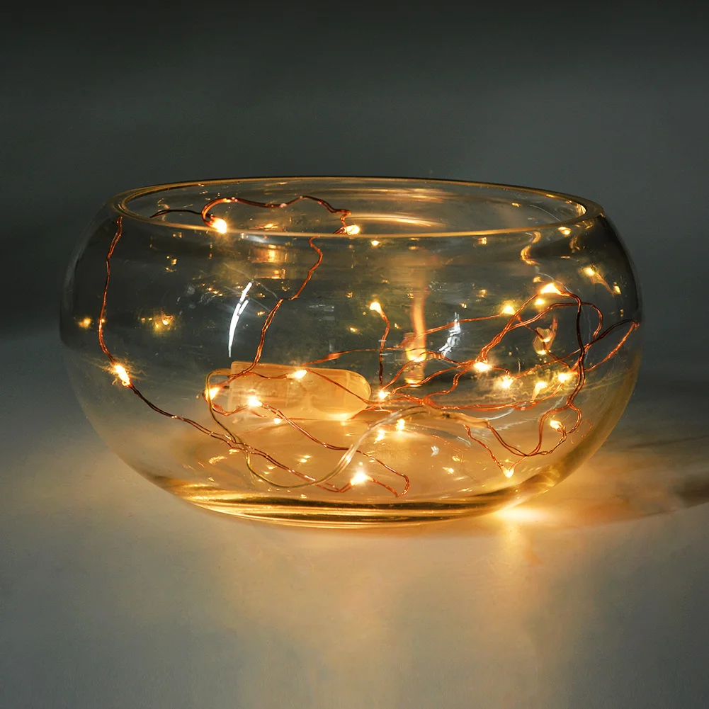 

2pcs Mini LED Copper Wire Fairy Lights Battery Operated Led Christmas Light 2M 20 LEDs Garland String Light For Party Decor