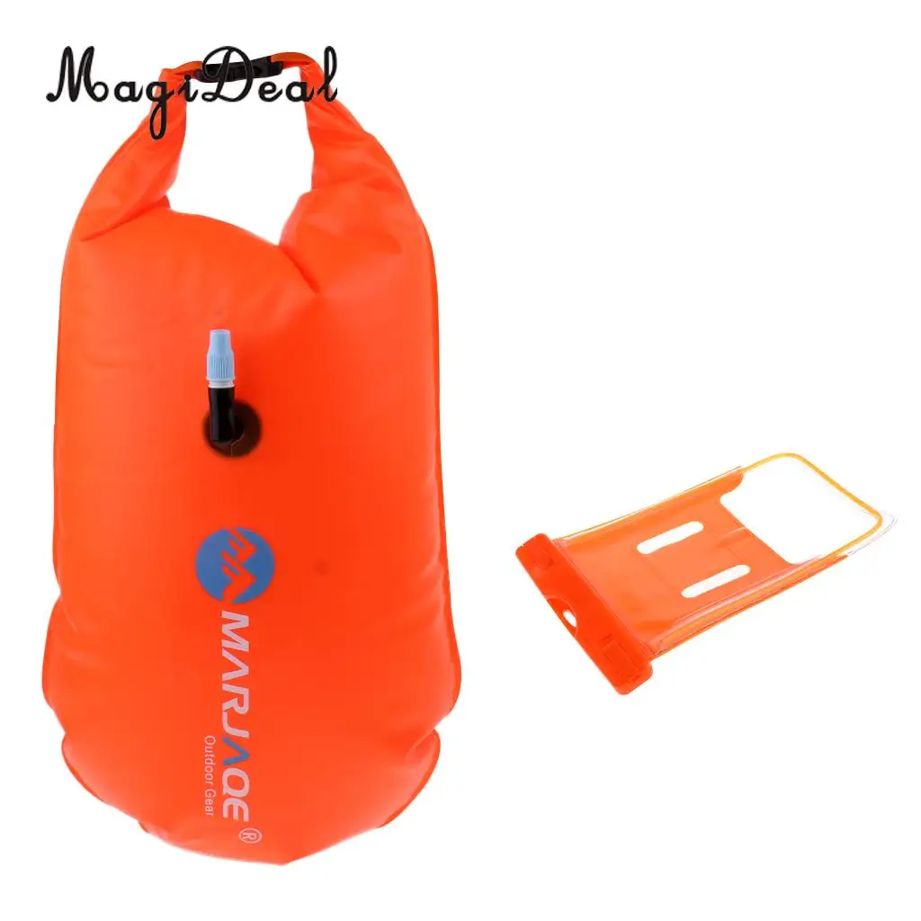 MagiDeal Swim Buoy Inflated Roll Top Dry Bag Swimming Tow Float