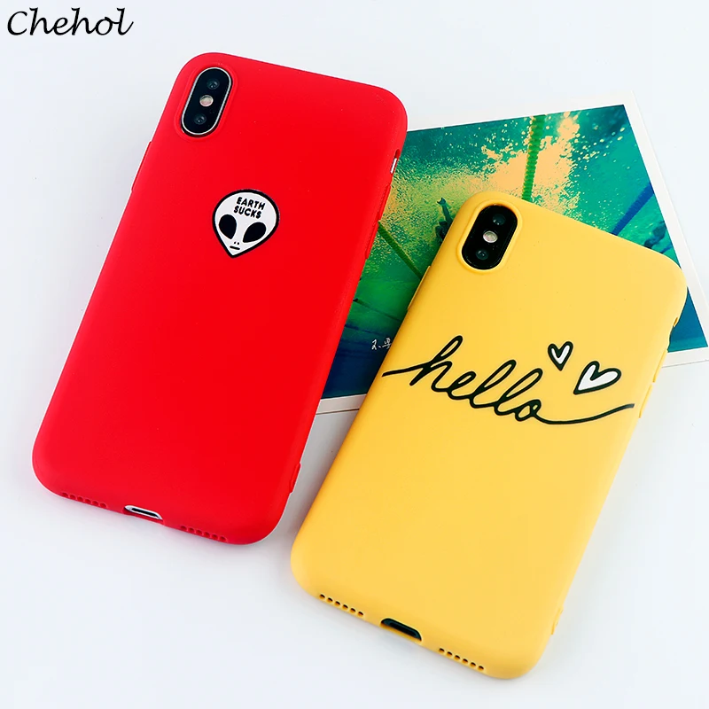Cell Phone Cases for IPhone 6 s 7 8 Plus X XS MAX XR Case Funny HELLO EARTH Soft TPU Silicone Mobile Covers Accessories | Мобильные