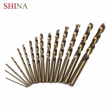 

Shina15pcs1.5MM-10MM HSS Cobalt Stainless Steel Twist Drill Hole Opener Metal Plate Punching Tool Straight Shank Set