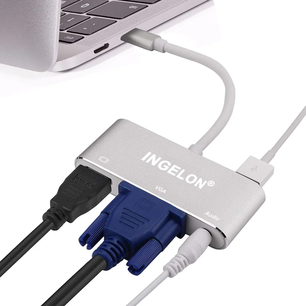 Ingelon USB Hub USB C to HDMI VGA Audio Adapter Type C to Duo Screen Display Converter for MacBook Pro Sony LG HDTV Samsung S8 9 (6)