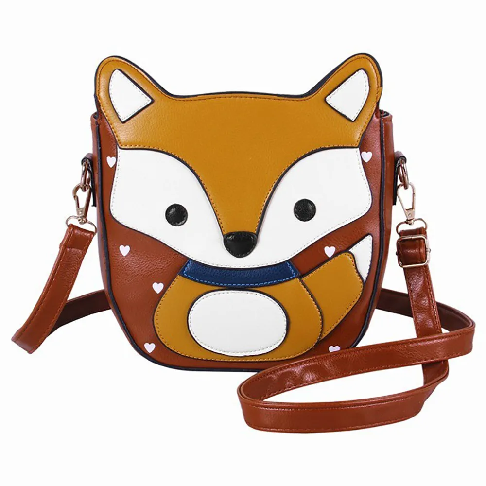 

2017 very cute popular Women Cartoon Fox Campus Shoulder Bag Leather Messenger Body Bag Handbag wholesale A2000