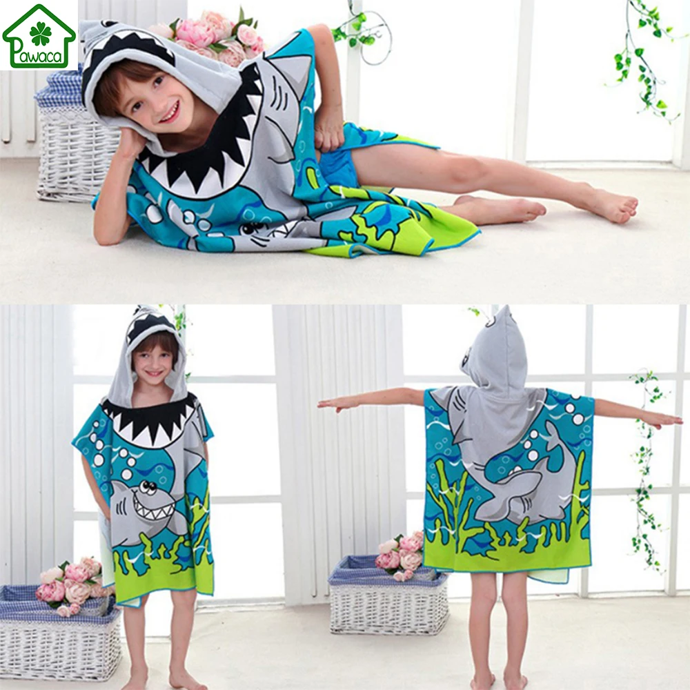 New 60x120cm Children Cute Cartoon Hooded Cloak Beach Towel Animal