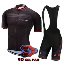 High Quality Short Sleeve Cycling Kits Bicycle Jersey Set Bib Shorts Pro Team Racing Bike Wear Bicycle Clothing Set 9D Gel Pad