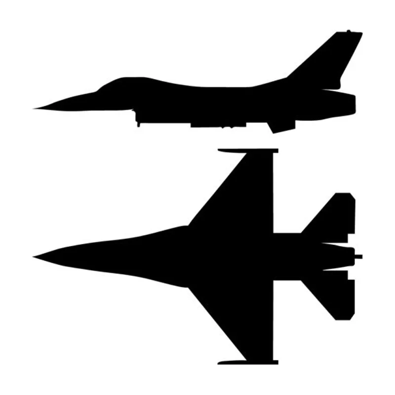

14.9*15.2CM Personality Two F-16 Fighting Falcon Car Sticker Reflective Vinyl Decals Cartoon Black/Silver C7-1583