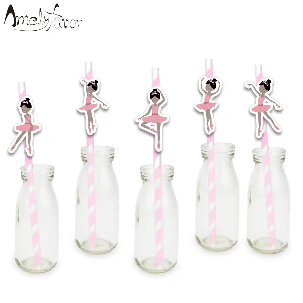 Ballerinas Theme Party Paper Straws African American Ballet Girls