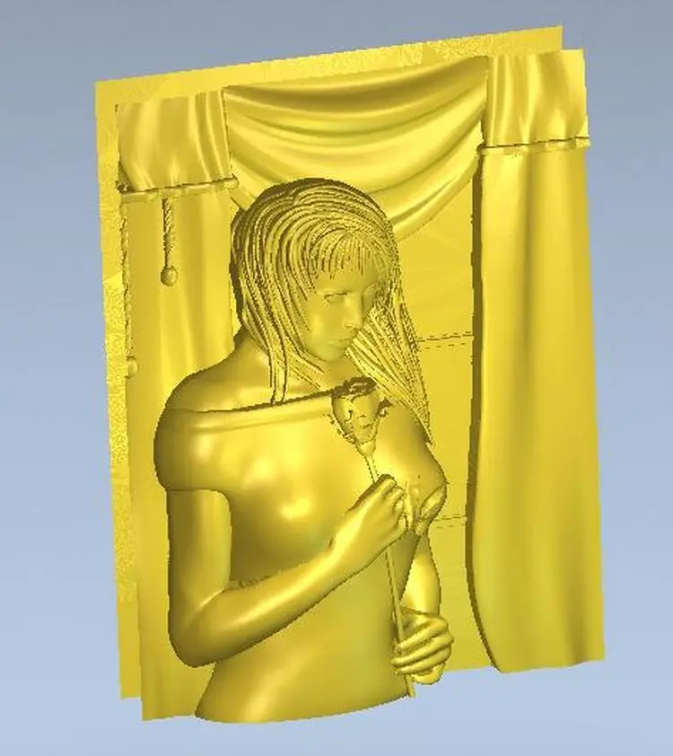 3d фотообои для ЧПУ в формате STL с файловым изображением девушки из ванной комнаты
