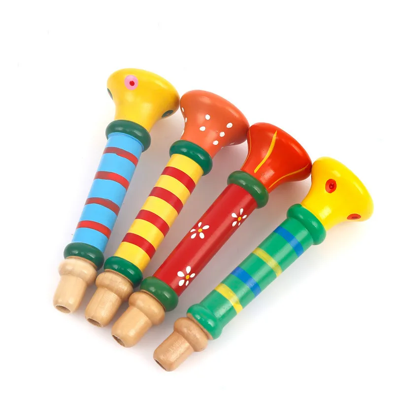 Wooden Trumpet Baby Kid Wooden Toy New Colorful Musical Instrument