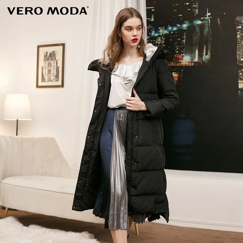 Vero Moda пуховик женский пуховик женский парка женская зимняя куртка для женщин съемный мех кролика с капюшоном длинный пуховик для женщин | 318312503