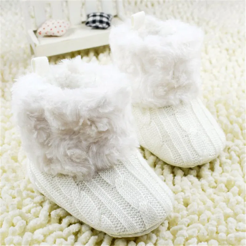  Baby Shoes Infants Crochet Knit Fleece Boots Toddler Girl Boy Wool Snow Crib Shoes Winter Booties