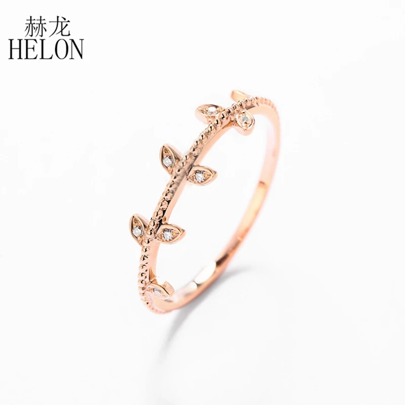 HELON Solid 14 k розовое золото (AU585) SI/H Круглый 100% бриллианты обручальное кольцо Модное изящное ювелирное элегантное кольцо unirque Подарок