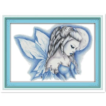 

Blue Fairy Needlework Chinese Counted Cross Stitch Pattern Cross Stitch Kit 11CT 14CT Printed On Canvas Embroidery Cross Set