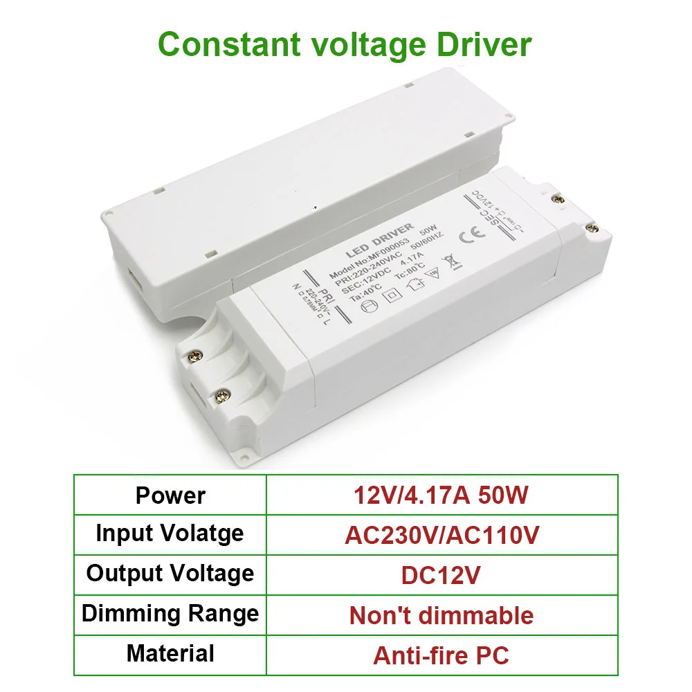 DC12V 50 Вт Светодиодный светильник драйвер 4.17A освещение Вход трансформатора AC230V или AC110V питания для светодиодный лампы внутреннего освещения Мощность адаптер