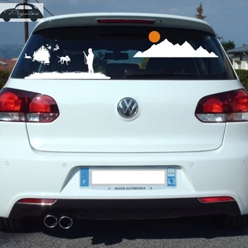 

Hunt Forest Birds Dog Sun Decal Hunting Club Sticker Hollow Sticker Hunter Car Window Vinyl Decal Poster