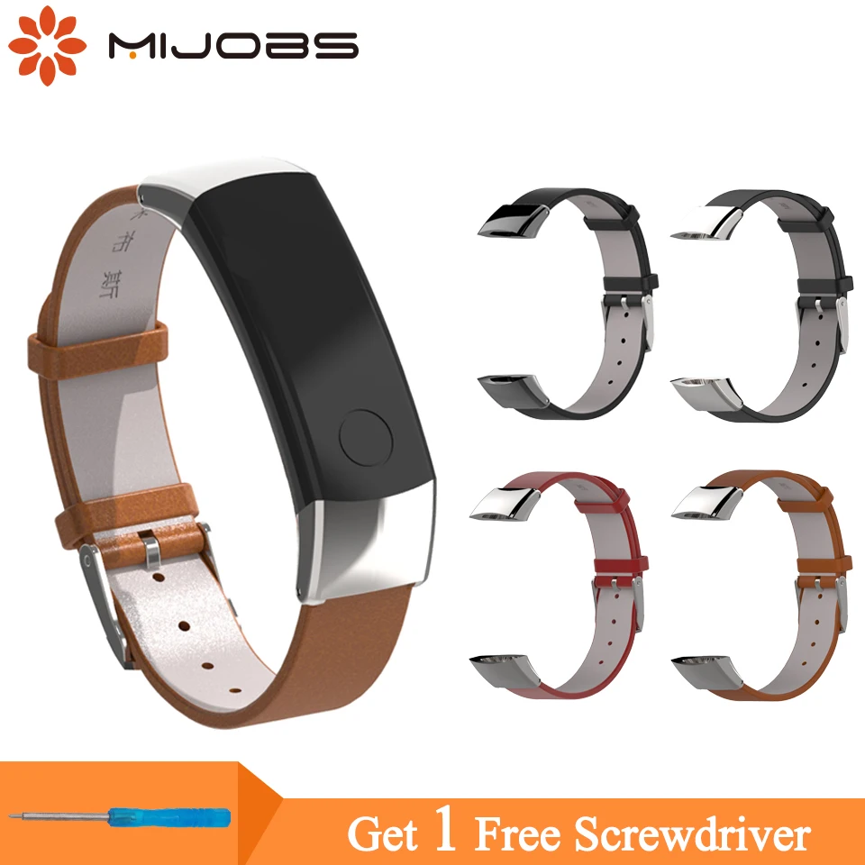Mijobs Genuine Leather Strap for Huawei Honor Band 3 Smart