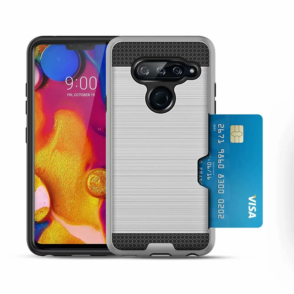 

For LG V40 V50 case Hybrid PC&TPU Holder Rugged Armor Brushed Coque for LG G7 for LG G8 G8 THINQ Silicone Protector Case Cover