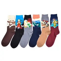 Happy Socks человек Книги по искусству платье живопись Книги по искусству носок печати Ван Гог Забавный Новинка Ноги Маленькие ноги носок