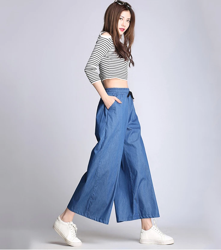 Женские новые повседневные стильные свободные джинсы с высокой талией длиной до лодыжки, широкие брюки для леди размера плюс M-5XL/6XL/7XL Vestido темно-синего цвета