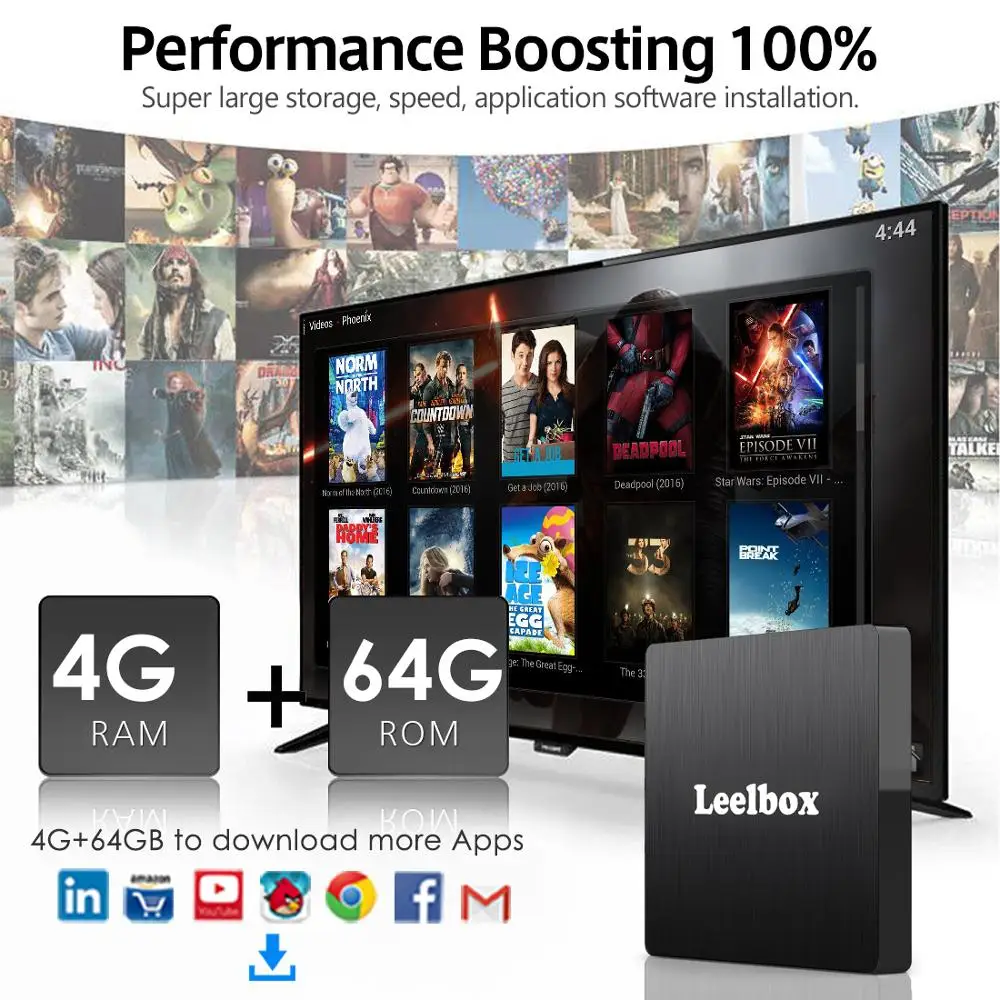 

4GB 64GB Smart TV Box Q4 MAX Android 8.1 Rockchip RK3328 Quad Core Wifi HDR 4K Leelbox 4GB 64GB Android TV box 8.1 media player