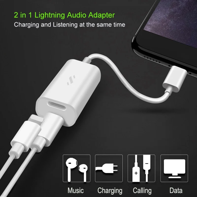 4 в 1 адаптер Lightning для iPhone X 8 7 Plus|Аксессуары наушников| |