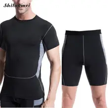 New Quickly Dry Compression Tracksuit Fitness Tight Set T-shirt Pants Leggings Men’s Sportswear Demix Casual Suit