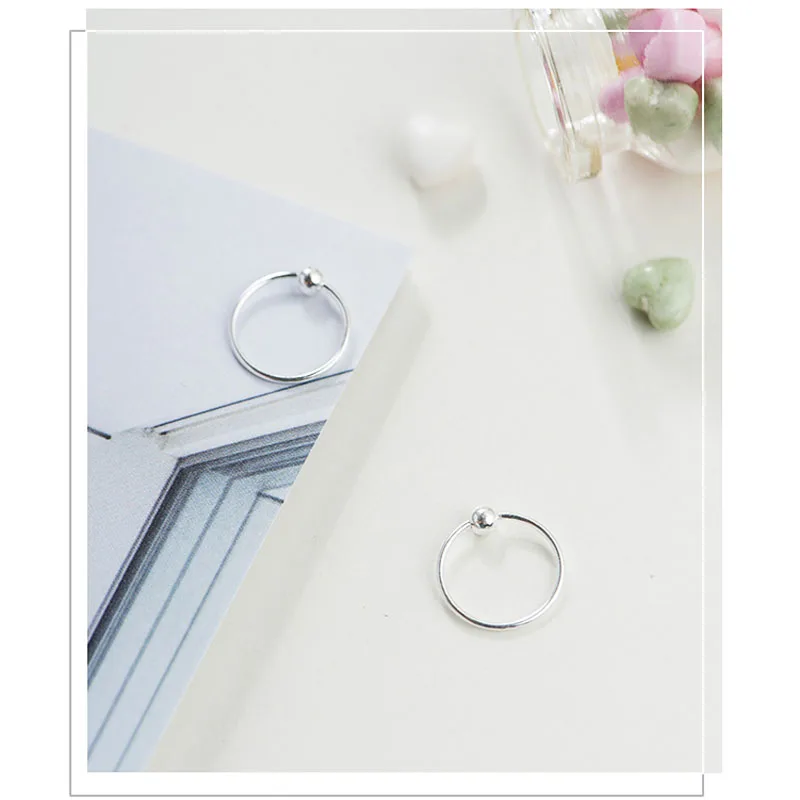 2 шт./пара реальные 925 пробы серебро петля с серьги-кольца с шариком для Для женщин девушек Серебряные ювелирные изделия подарок Pendientes