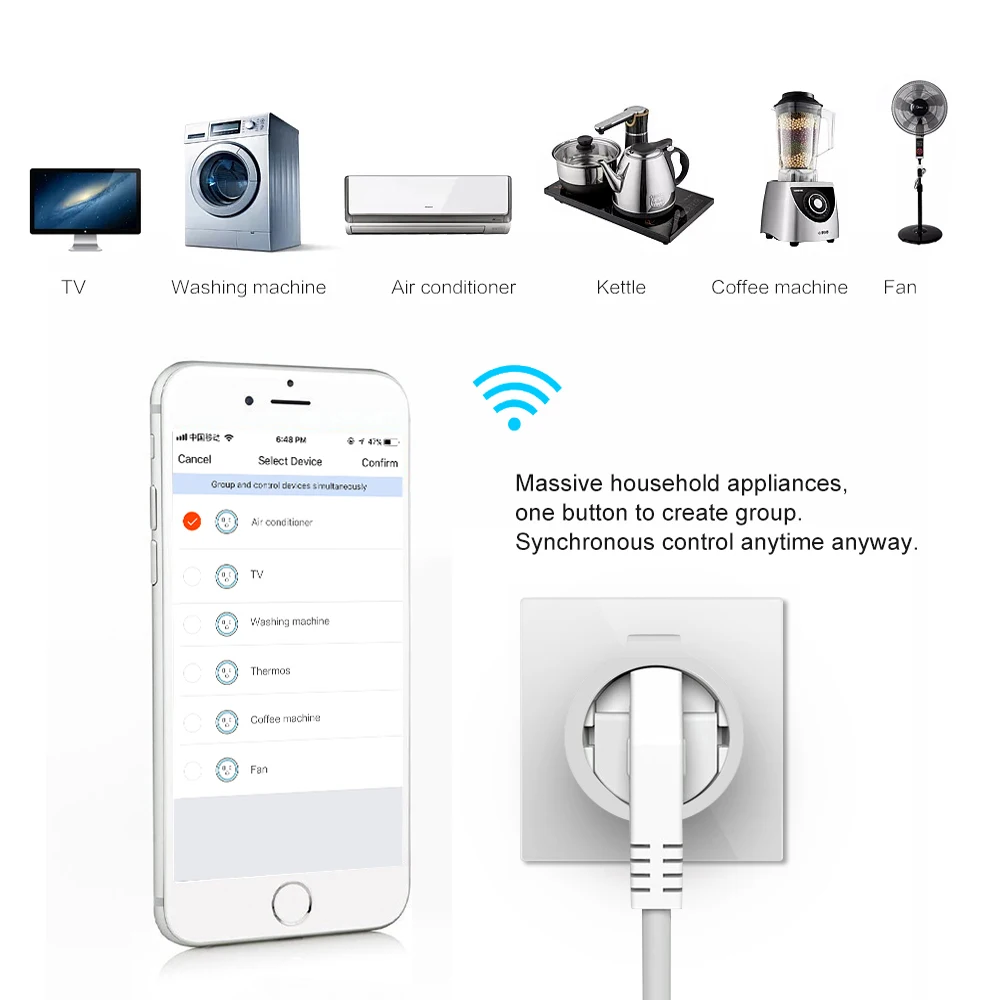 NEO Coolcam Smart Plug Wi-Fi Разъем 3680 Вт 16A Переключатель таймера для контроля энергопотребления