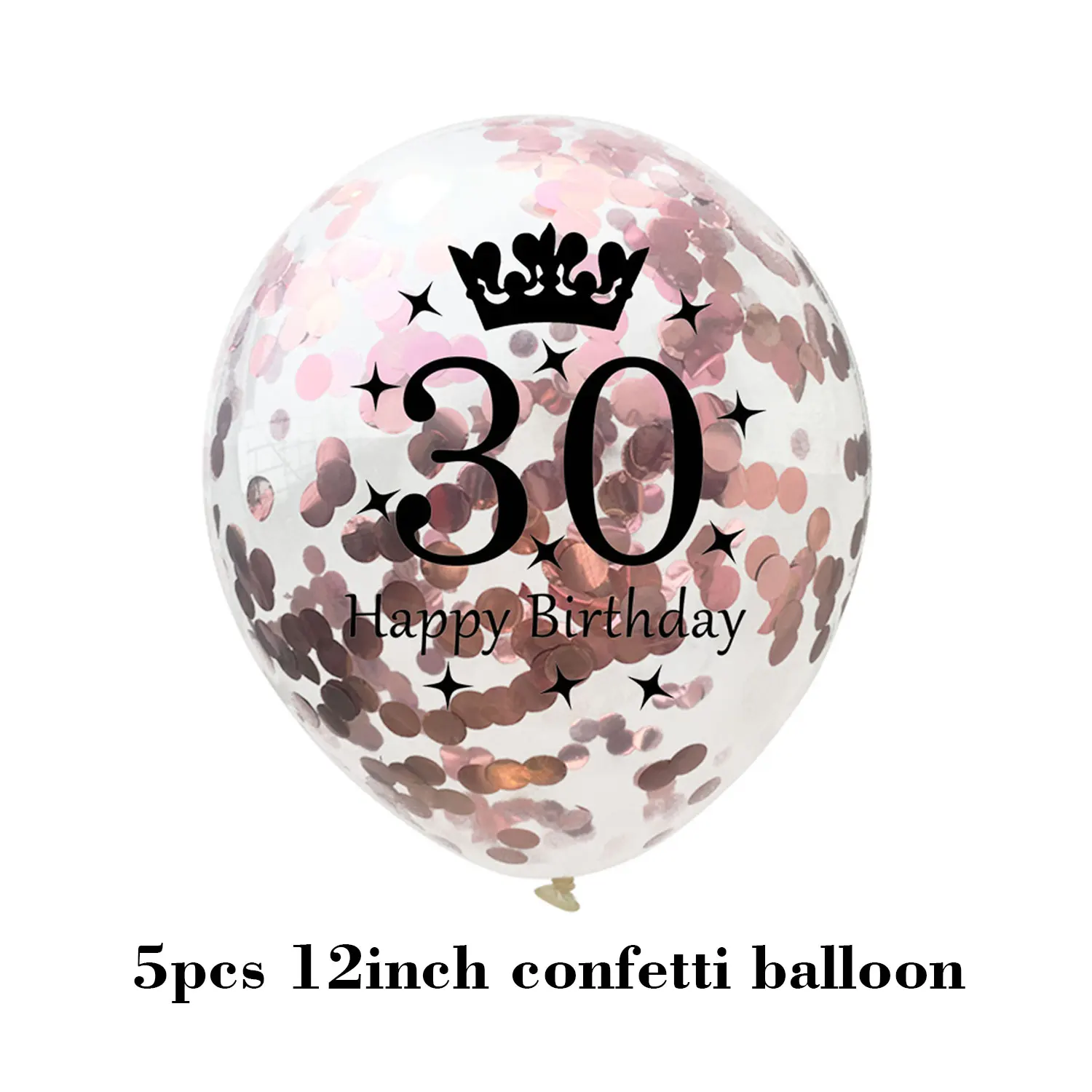 Happy Birthday Confetti Balloon Number Balloon Adult Birthday Cake Topper Gift Sticker For 16 18 21 30 40 50 60 Years Decoration - Цвет: 30 rose gold balloon