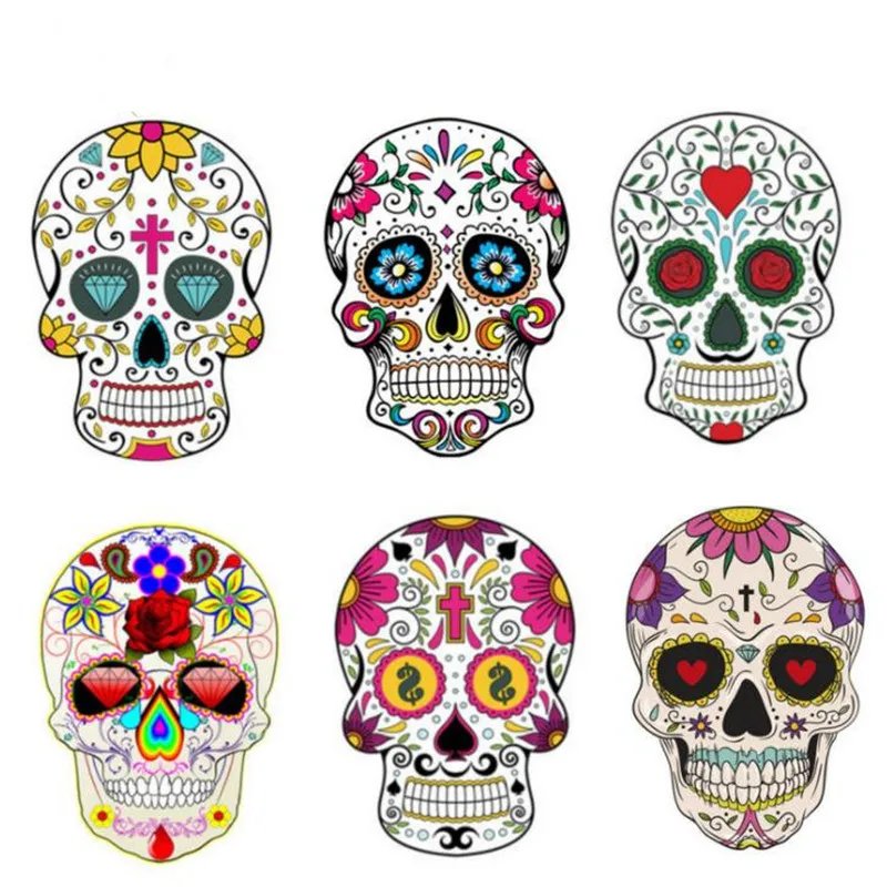 

Fashion Skull head PVC Patch flower deal with it Clothes Heat Transfer Printing T shirt iron on patches for clothing Stickers