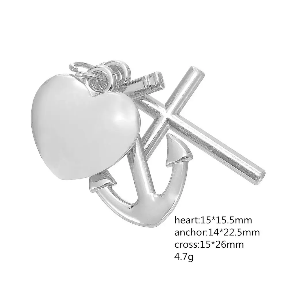 10 шт. посеребренные подвески в форме сердца Креста якоря|floating heart|heart cross pendantanchor
