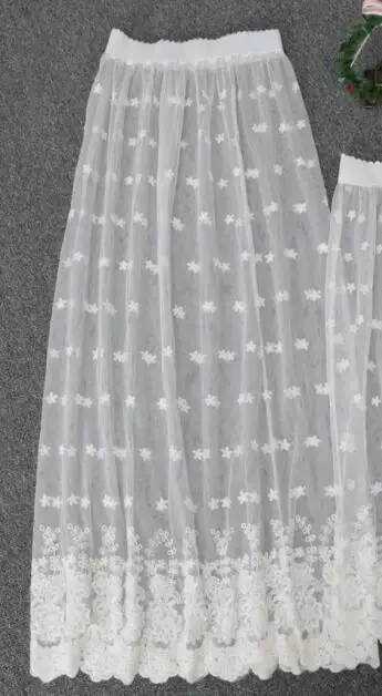 Весенне-летняя универсальная белая модная красивая кружевная базовая юбка для бюста женская короткая юбка до пола - Цвет: white 75cm