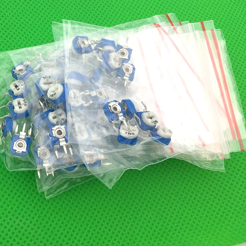 MCIGICM 65pcs RM063 vertical adjustable resistor kit 100ohm-1M ohm 13 kinds *5PCS multiturn trimmer potentiometer kit
