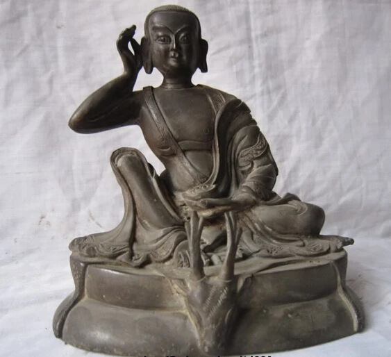 

JP S0524 Details about Tibet Tibetan Buddhism Pure Bronze Milarepa Buddha & Deer Head Statue