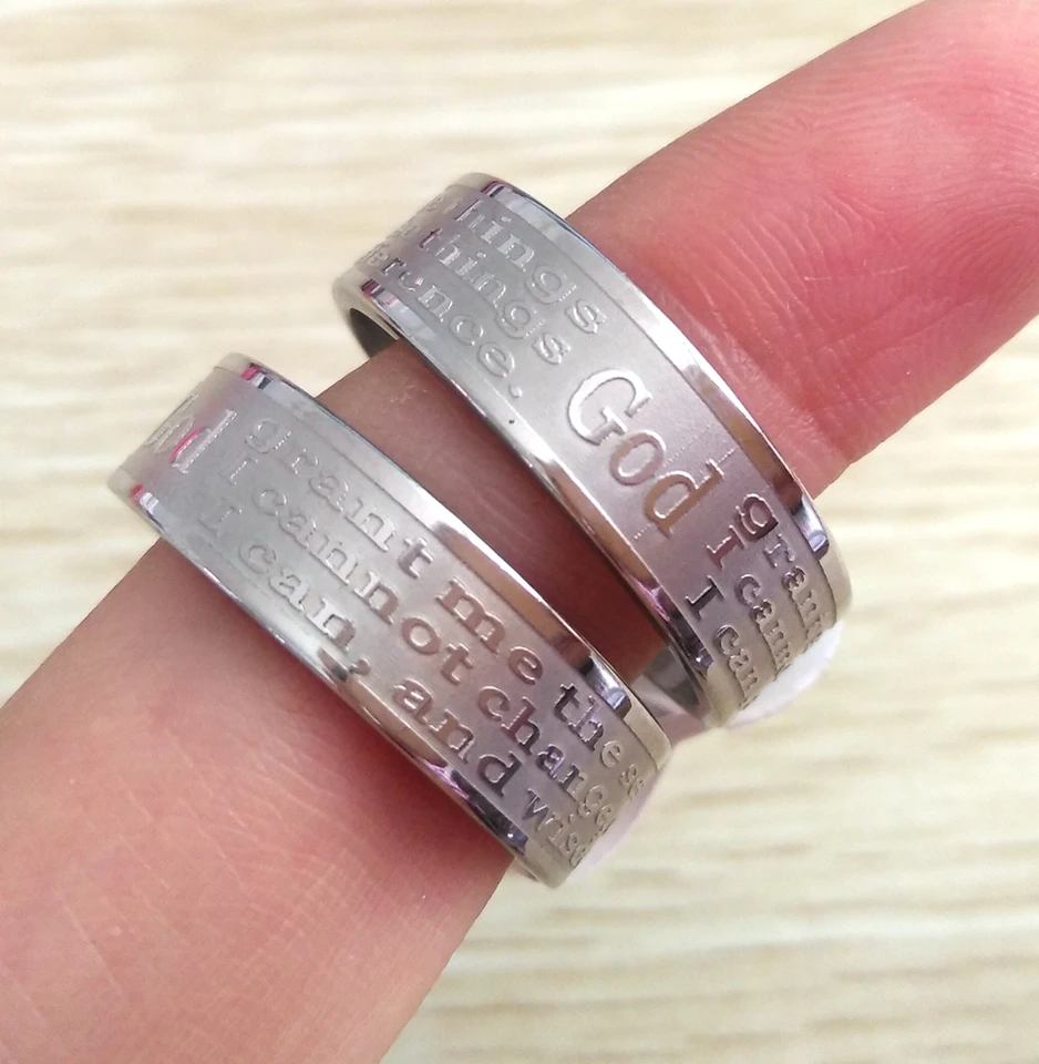 50pcs Engrave English Serenity Prayer Wedding party Rings Men's
