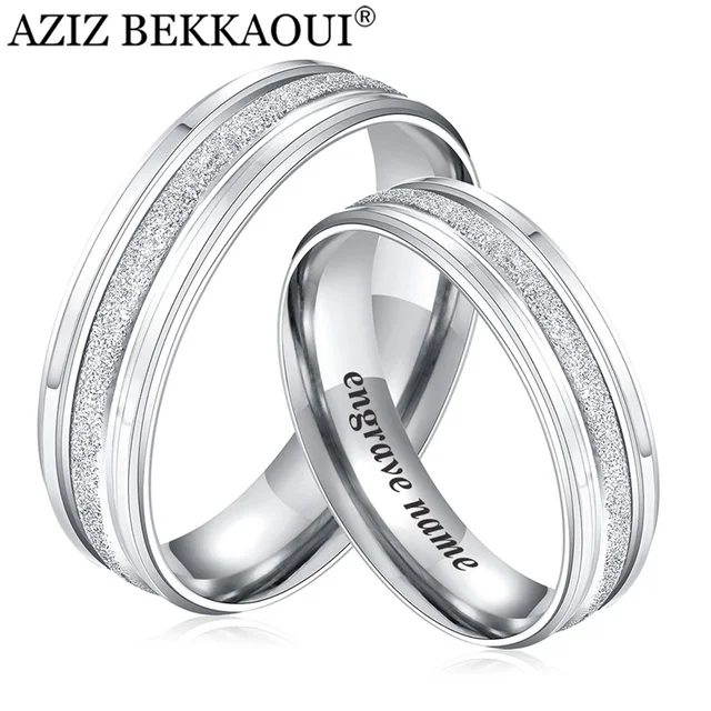 Aziz Bekkaoui Rings Stainless Steel Wedding Engrave Aziz Bekkaoui Rings Stainless Steel Wedding Engrave Name For Lover Engagement Promise Jewelry