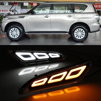 

For Nissan Patrol 2015 2016 2017 2018 2019 LED Side Fender Lights Daytime Running Lights With Yellow Turn Signal Lamp Waterproof
