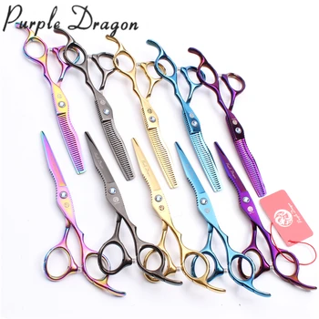 

6inch 17.5cm Japan Purple Dragon Hairdressing Scissors Thinning Scissors Cutting Shears Professional Hair Scissors Add Bag Z1011